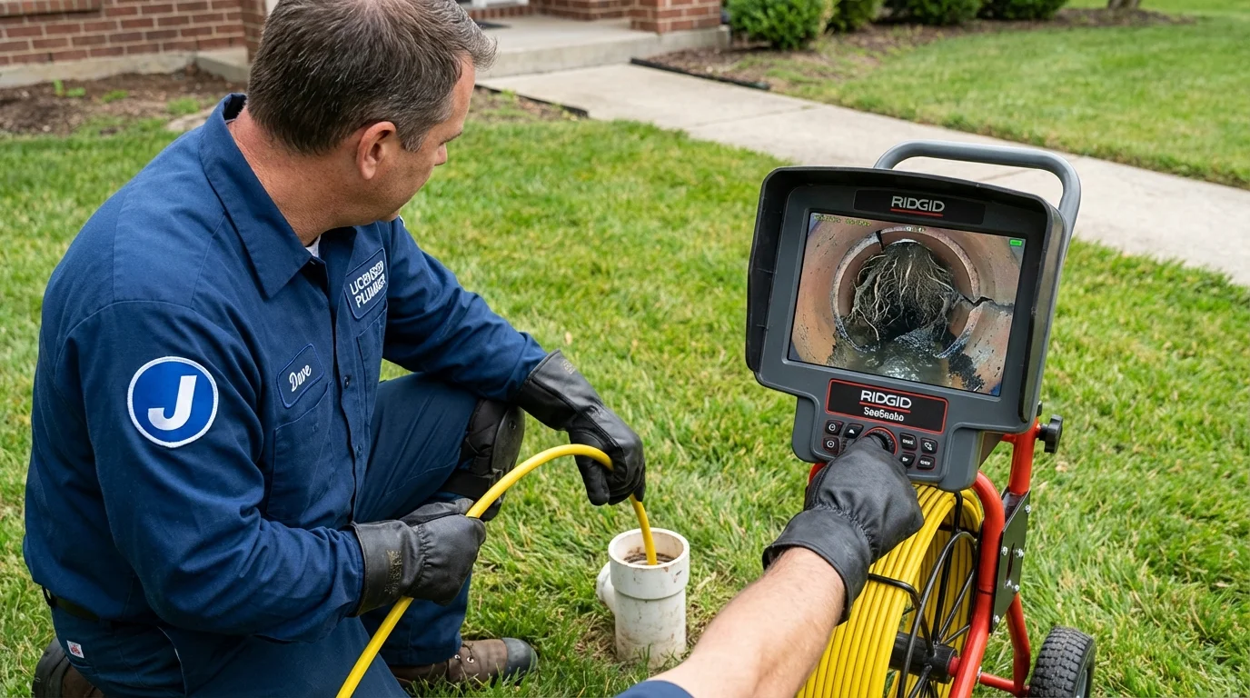 Sewer camera inspection being performed by Johns Plumbing LLC in Pittsboro