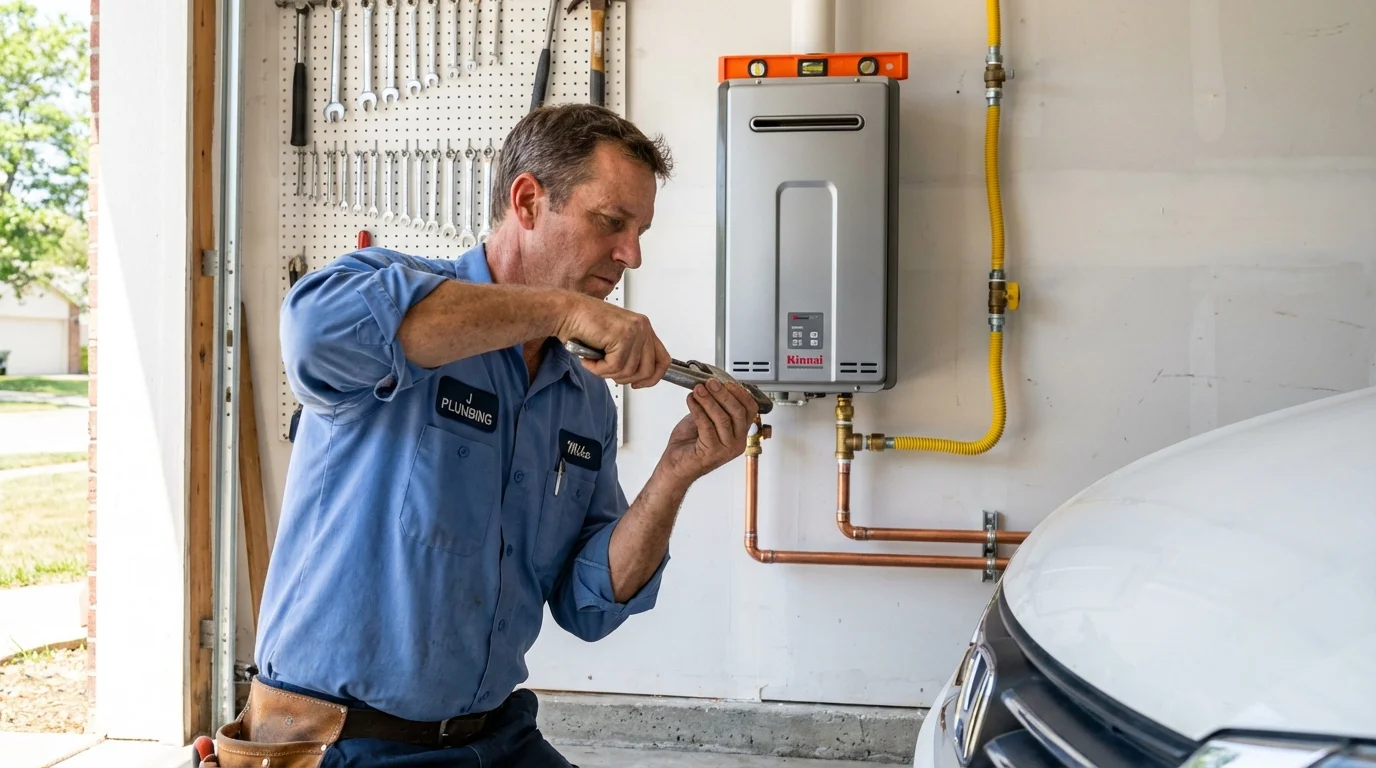 Tankless water heater installation by a Johns Plumbing LLC plumber in Pittsboro